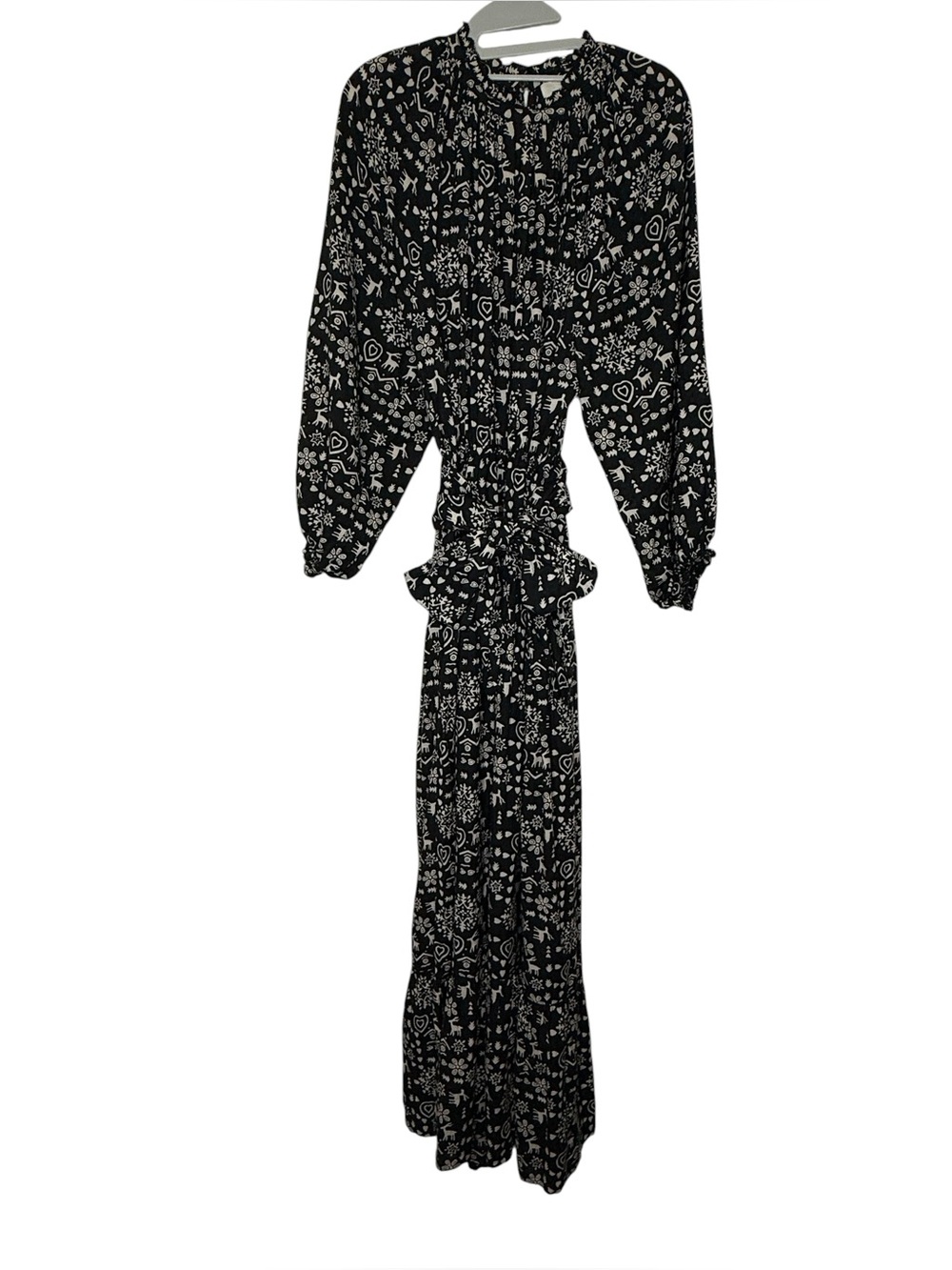 The Great. The Joy Maxi Dress Black Folk Print size 1 /‎ Small Cottagecore Fairy - Picture 3 of 8